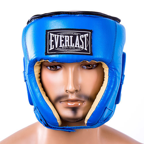Шлем боксерский открытый кожа Everlast EVSV480 син - фото 1 - id-p1434292439