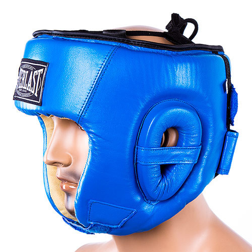Шлем боксерский открытый кожа Everlast EVSV480 син - фото 2 - id-p1434292439