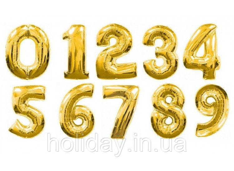 Фольговані кулі золото, 70 - 80 см, цифра 0-9