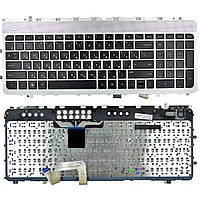 Клавиатура для HP ENVY 17-3000 17-3200 17t-3000 17t-3200 Series RU (серебристая, с подсветкой, с рамкой,