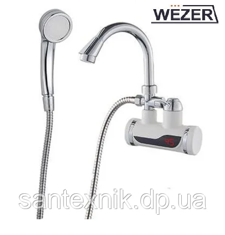 Проточний водонагрівач із душем і датчиком температури (+ ПЗВ) Wezer SDR-B07WSTP