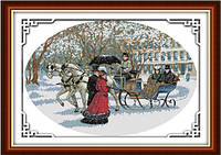 Набор для вышивания крестиком по нанесённой на канву схеме "Snowy day" . AIDA 14CT printed, 57*44 см