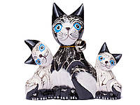 Статуэтка Кошка с котятами деревянные высота 15 см