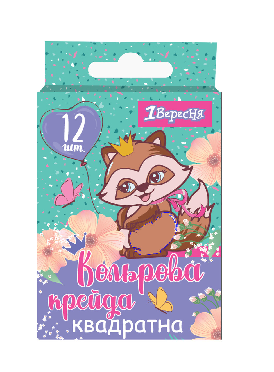 Крейда кольорова 1Вересня квадратний 12 шт. "Forest Princesses"