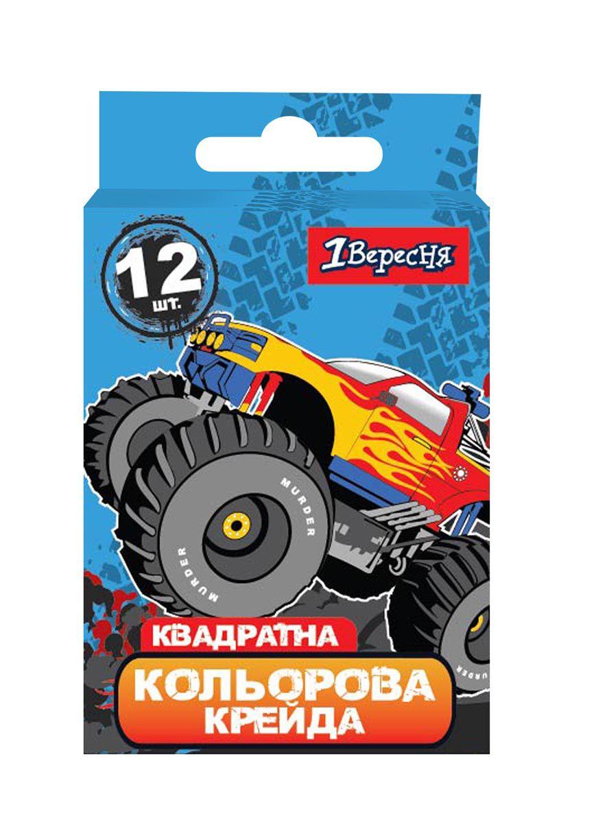 Крейда кольорова 1Вересня квадратний 12 шт. "Monster Truck"
