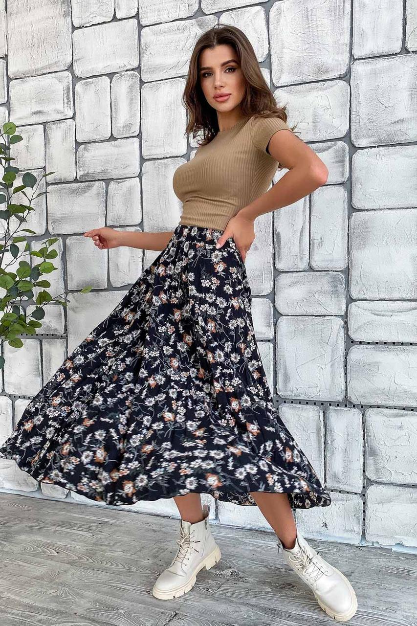 ✔️ Жіноча літня спідниця плісе міді 42-48 розміру різні забарвлення, фото 1