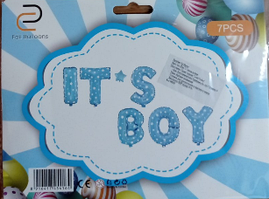 Напис з фольгованих літер "it's A BOY" (блакитна в зірочки)
