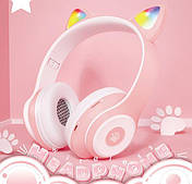 Бездротові дитячі навушники котики з вушками TUCCI 930 Рожеві, Радіо, Bluetooth 5.0, Світломузика