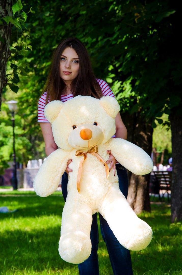 Плюшевий ведмедик М'яка іграшка Рафаель 100 см Персиковий