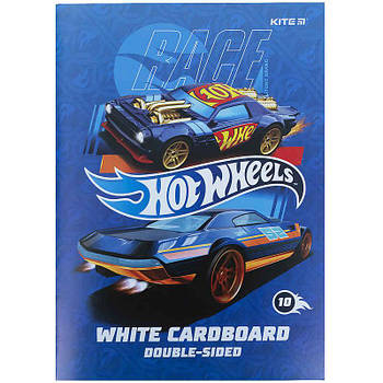 Картон білий А4 10арк KITE мод 254 Hot Wheels двосторонній HW21-254