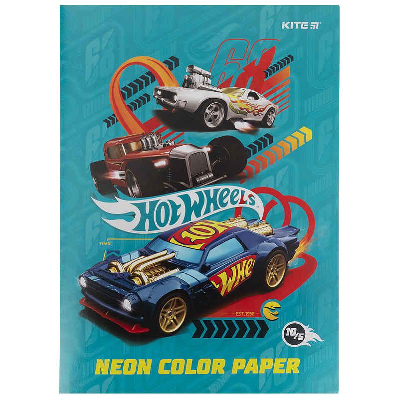 Папір кольоровий А4 10арк KITE мод 252 Hot Wheels неон HW21-252