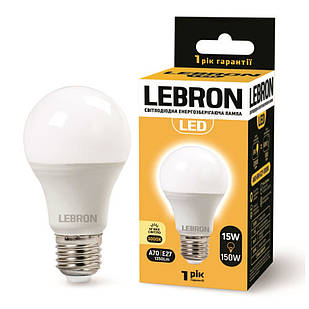 Лампа світлодіодна LED Lebron L-A65 15W E27 3000K 220V 1350Lm 00-10-19