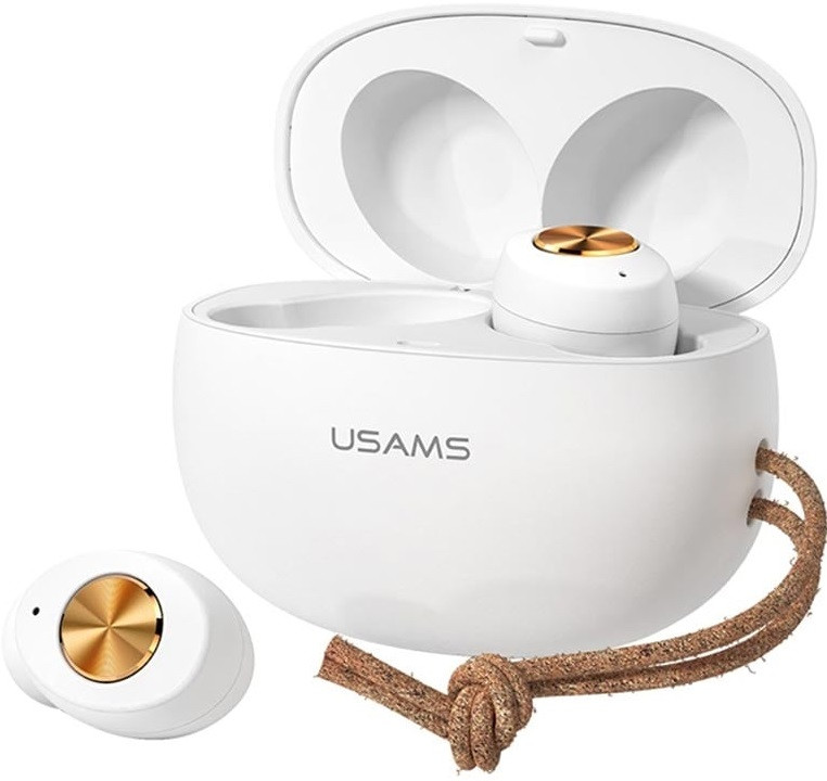 Навушники Bluetooth USAMS US-ES001 з кейсом для зарядки BT5.0, білі.