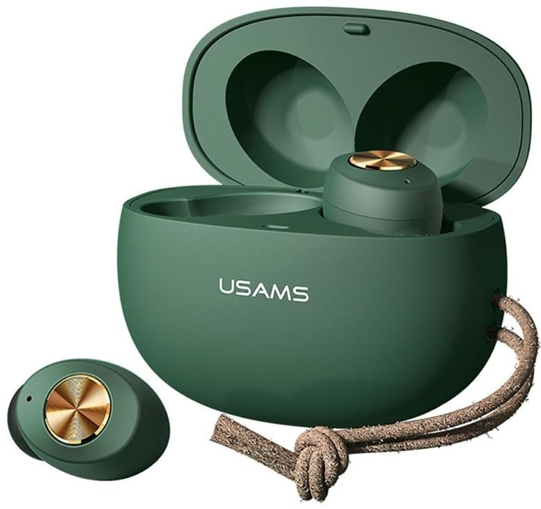 Навушники Bluetooth USAMS US-ES001 з чохлом для зарядки BT5.0, зелені, фото 1