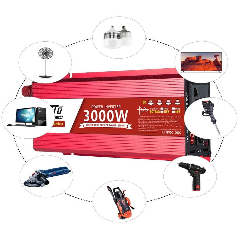 Інвертор, чиста синусоїда, перетворювач напруги 12В 3000Вт, фото 1