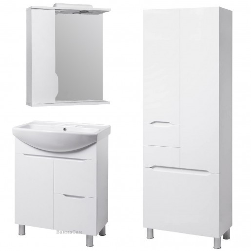 Комплект Мебели Тумба с Зеркалом в Ванную 70 См с Распашными Дверцами ...