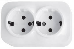 Розетка подвійна із заземленням біла EVA