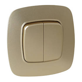 Вимикач 2-клавішне золото ELA