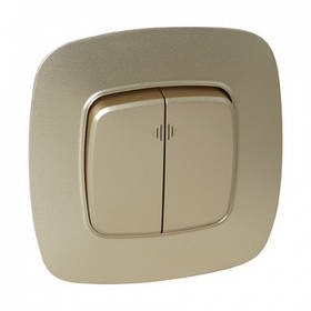 Вимикач 2-клавішне золото з підсвіткою ELA