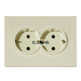 Розетка подвійна із заземленням кремова GRANO