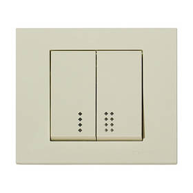 Вимикач 2-клавішний з підсвіткою кремовий GRANO