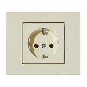 Розетка одинарна із заземленням кремова GRANO