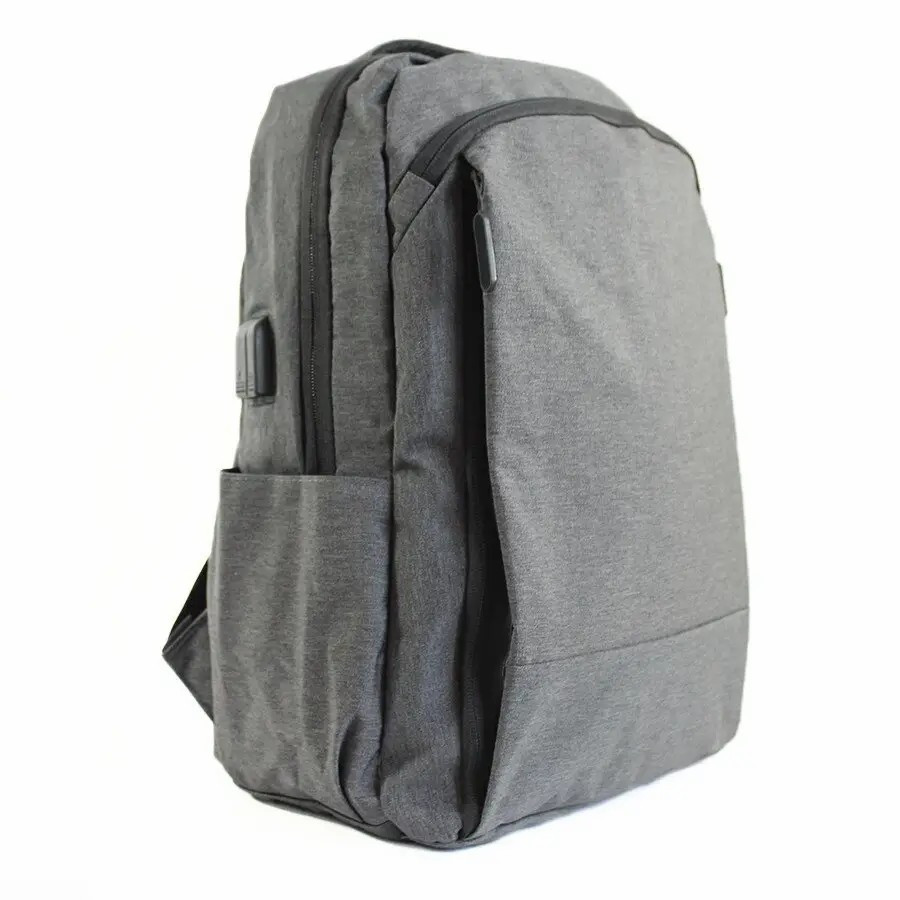 Міський стильний сірий рюкзак з USB-зарядкою та відділенням під ноутбук, рюкзак із зарядкою для телефона
