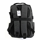 Міський стильний сірий рюкзак з USB-зарядкою та відділенням під ноутбук, рюкзак із зарядкою для телефона, фото 6