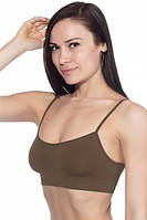 Tоп бесшовный женский на тонких бретелях Giulia Brassiere Deep Taupe S/M Коричневый