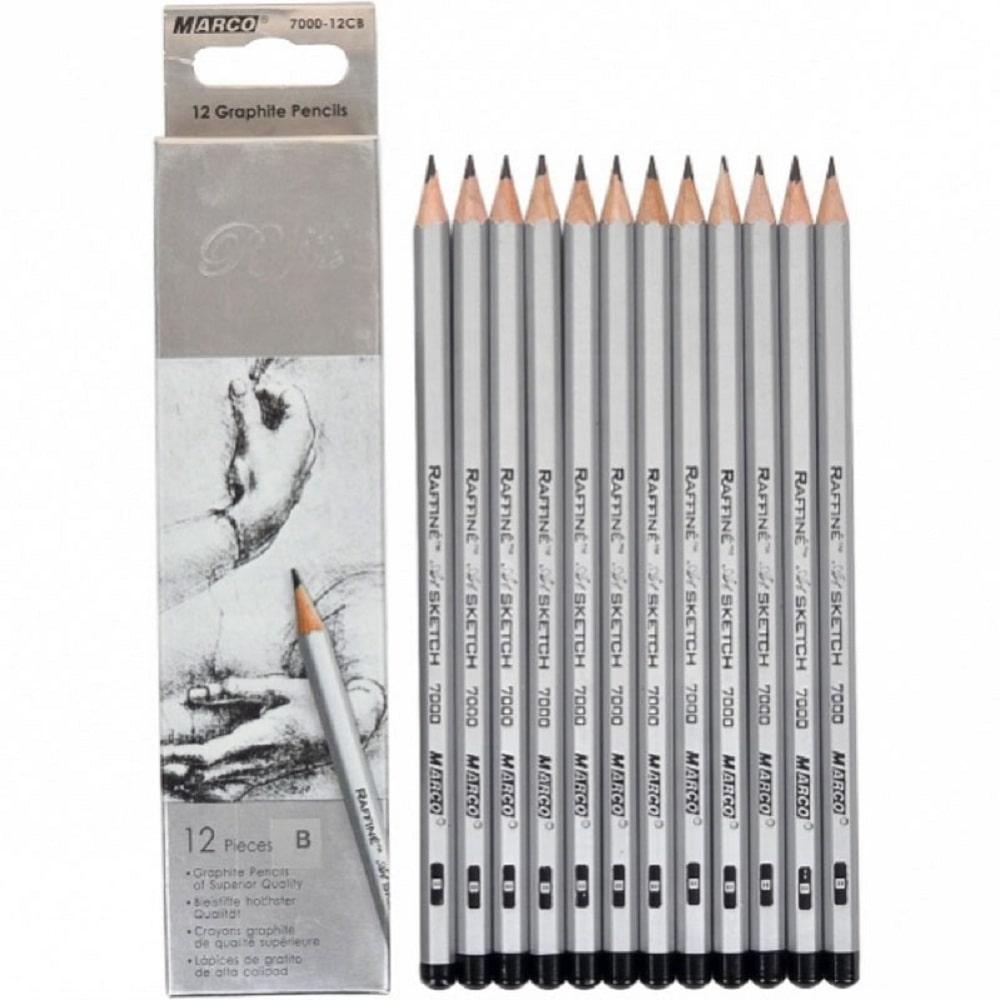 Набір простих олівців "Raffine" (7000-12), 12 шт., "8В", в картон. упакоці, MARCO