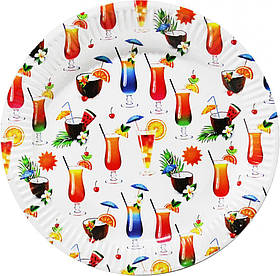 Тарілки паперові "Тропічні коктейлі", великі, 10 шт, Набор тарелок "Коктейли"