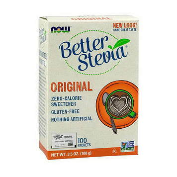 Натуральний низькокалорійний замінник цукру Now Foods Better Stevia 100 packets (100 г)