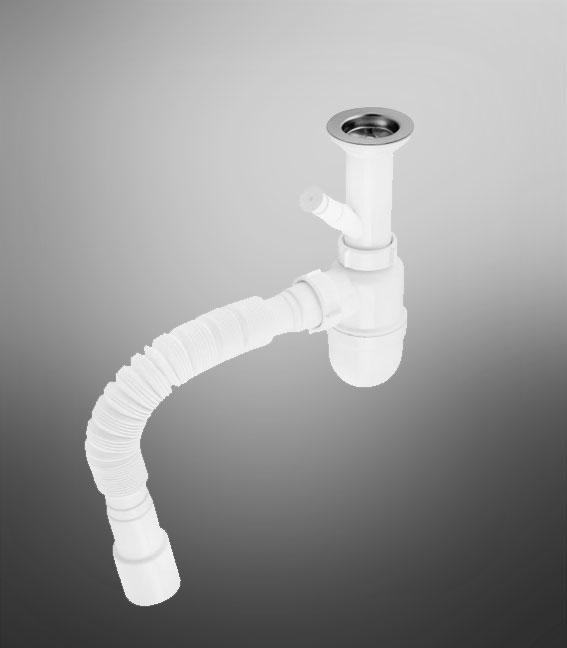 Сифон для раковини, умивальника LUXOR з під'єднанням пральної машини, фото 1