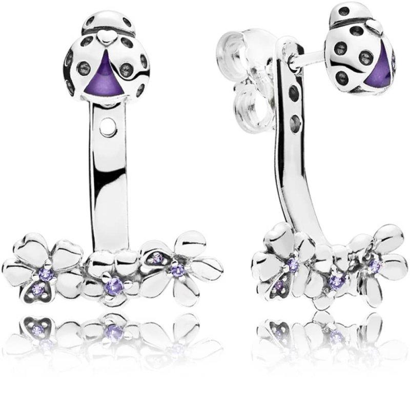 Серебряные серьги Pandora «Божья коровка» 297123NLC