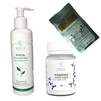 Набір для шугарингу проти вростання волосся Ензимний пілінг Скраб-гель Флюїд Serica Оригінал