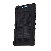 Солнечный power bank внешний аккумулятор Rengard с солнечной батареей 8000 мА и фонариком USB, черный