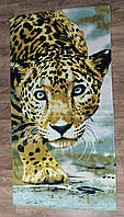 Полотенце махровое 100% Cotton "Леопард в кустарниках". Beach towel, Leopard in the thickets .