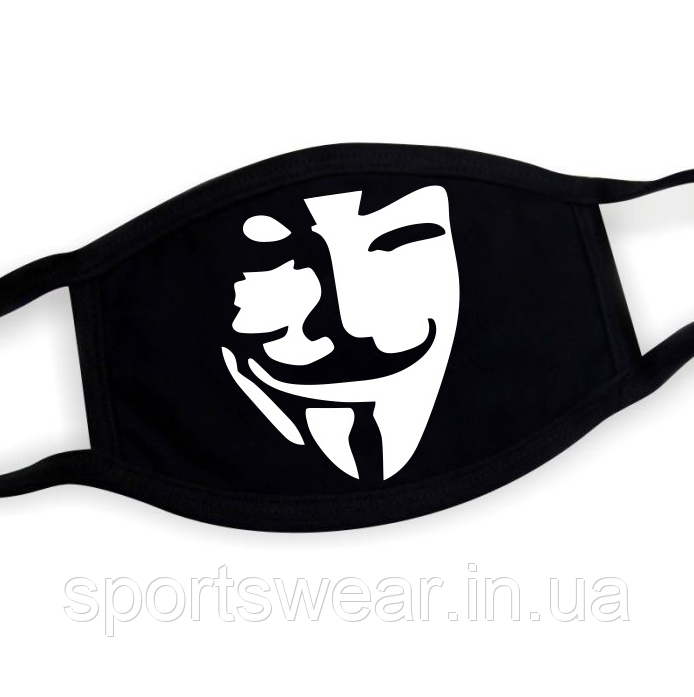 Захисна Маска бавовна моногоразовая в стилі Vendetta трикотажна двошарова
