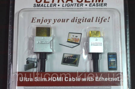 05-07-431. Шнур HDMI - mini HDMI (штекер-штекер), version 1.4, Ultra Slim, в блістері, 2м