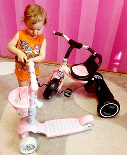 Велосипед 3-х колесный музыкальный, колеса светятся, нежно-розовый 1