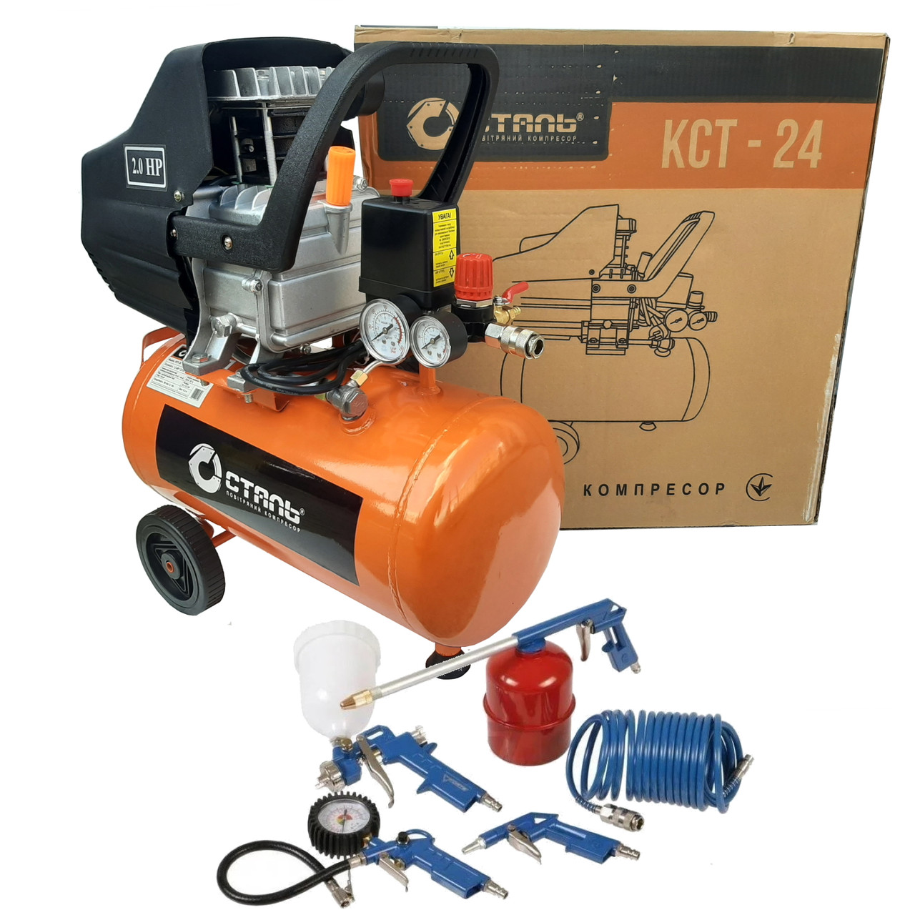 Поршневой компрессор воздушный бытовой 24 литра Сталь КСТ-24 ...