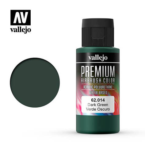 Темно-зелений. Акрилова водорозчинна фарба 60 мл. VALLEJO PREMIUM COLLOR 62014, фото 1