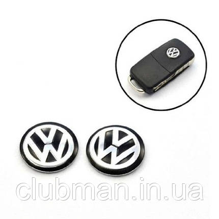 Наклейка на ключ VW (Фольсваген) Чорна 14 мм, фото 1