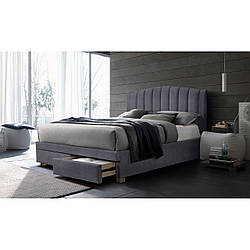 Двоспальне сіра оксамитова ліжко Signal Emotion Velvet 160х200см з двома ящиками