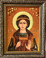 Икона именная из янтаря Святая Мученица Кристина , ікона іменна Св. Мучениця Христина15x20 см