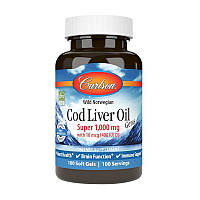 Омега 3 Carlson Labs Cod Liver Oil Super 1000 mg With D3 100 капсул