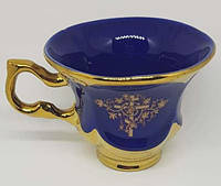 Чашка керамическая в синей глазури с золотом