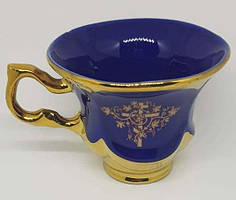 Чашка керамічна в синій глазурі із золотом