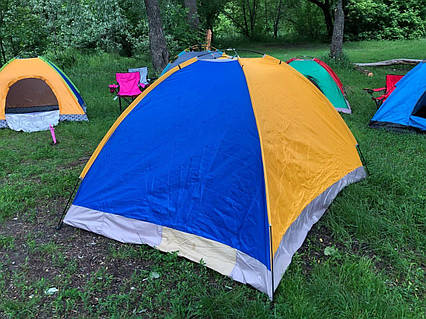 Палатка туристична 2.5x2 м best 4 жовто-синя