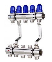 Колектор для опалення латунний на 5 контурів